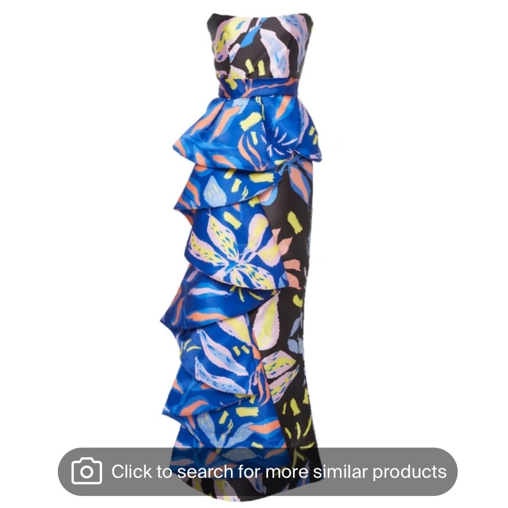 Elegant Blue and Black Floral Maxi Skirt